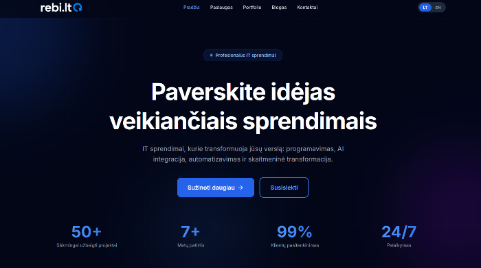 Svetainės, verslo sistemos, individualūs IT sprendimai. Nuo idėjos iki palaikymo – modernios technologijos, pritaikytos jūsų verslui. 