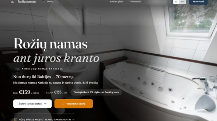 Sukursiu tiesioginių rezervacijų svetainę jūsų nuomojamam namui ar apartamentams