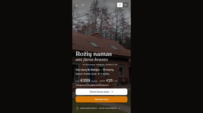 Sukursiu tiesioginių rezervacijų svetainę jūsų nuomojamam namui ar apartamentams